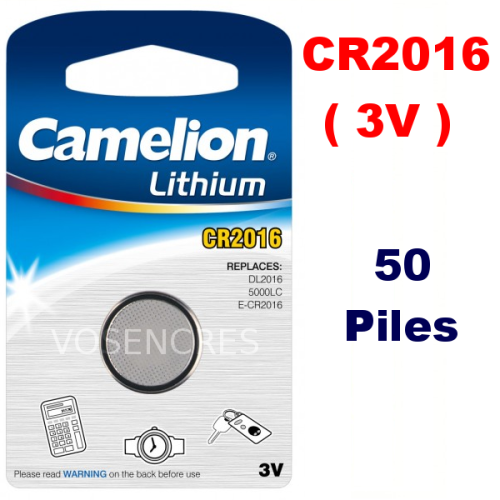 Blister de 50 Piles Lithium CR2016 DL2016 3V