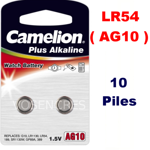 Blister de 10 Piles Alcaline AG10 LR54 1,5V