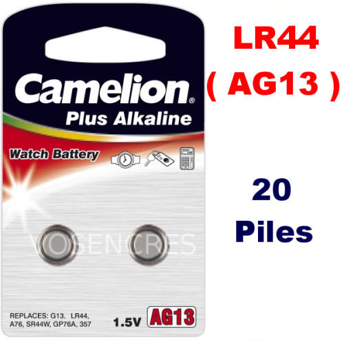 Blister de 20 Piles Alcaline AG13 LR44 1,5V