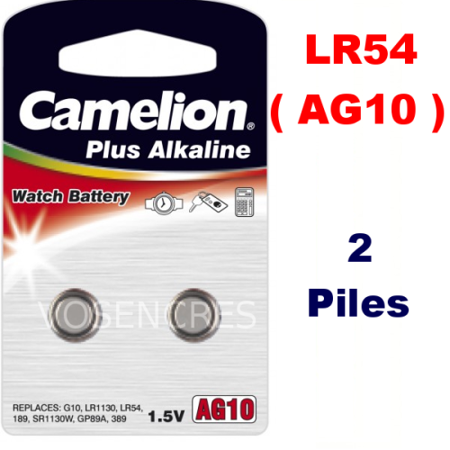 Blister de 2 Piles Alcaline AG10 LR54 1,5V