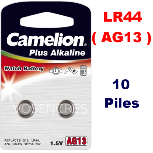 Blister de 10 Piles Alcaline AG13 LR44 1,5V