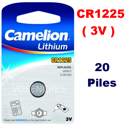 Blister de 20 Piles Lithium CR1225 DL1225 3V