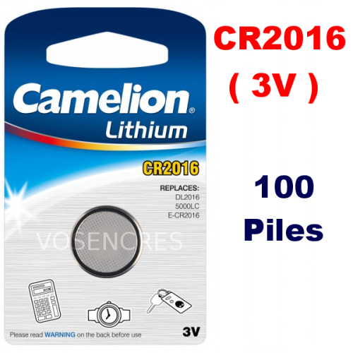 Blister de 100 Piles Lithium CR2016 DL2016 3V