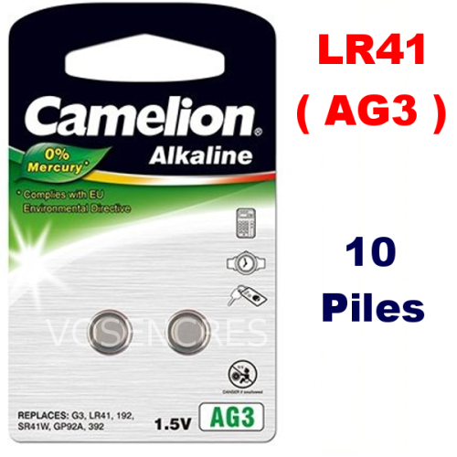 Blister de 10 Piles Alcaline AG3 LR41 1,5V